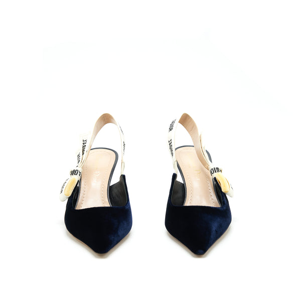 Dior size 36 Slingback pump velvet Navy