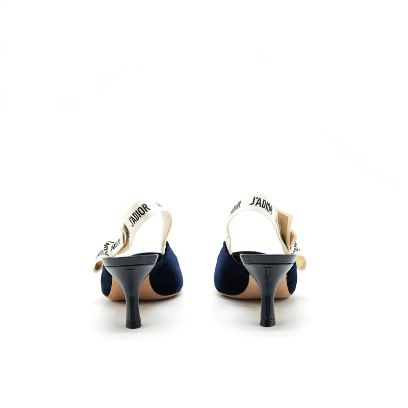 Dior size 36 Slingback pump velvet Navy