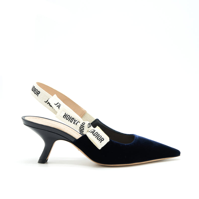 Dior size 36 Slingback pump velvet Navy