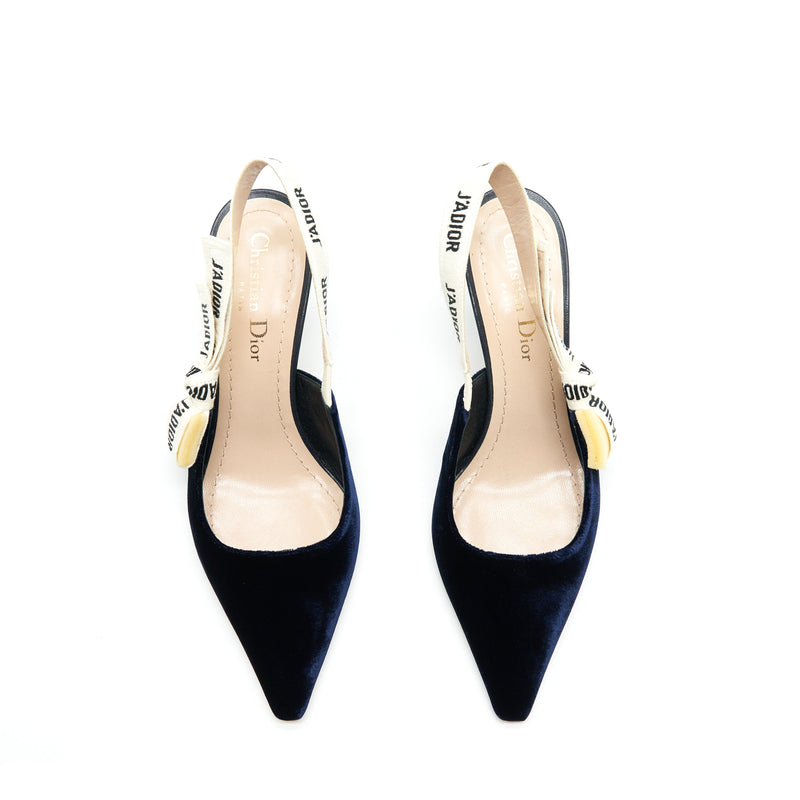 Dior size 36 Slingback pump velvet Navy