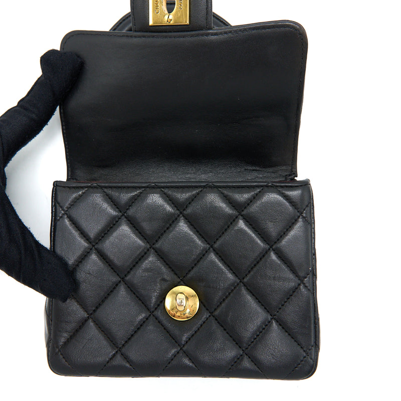 Chanel Classic Flap Runway Square Mini Pearl Crush Black Lambskin Leather Cross  Body Bag - Tradesy