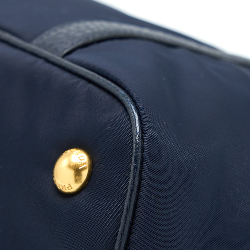 Prada Tessuto Tote Bag Nylon Dark Blue GHW