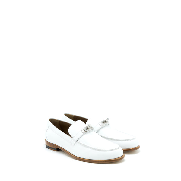 Hermes Size 38 Destin Loafer Calfskin White SHW