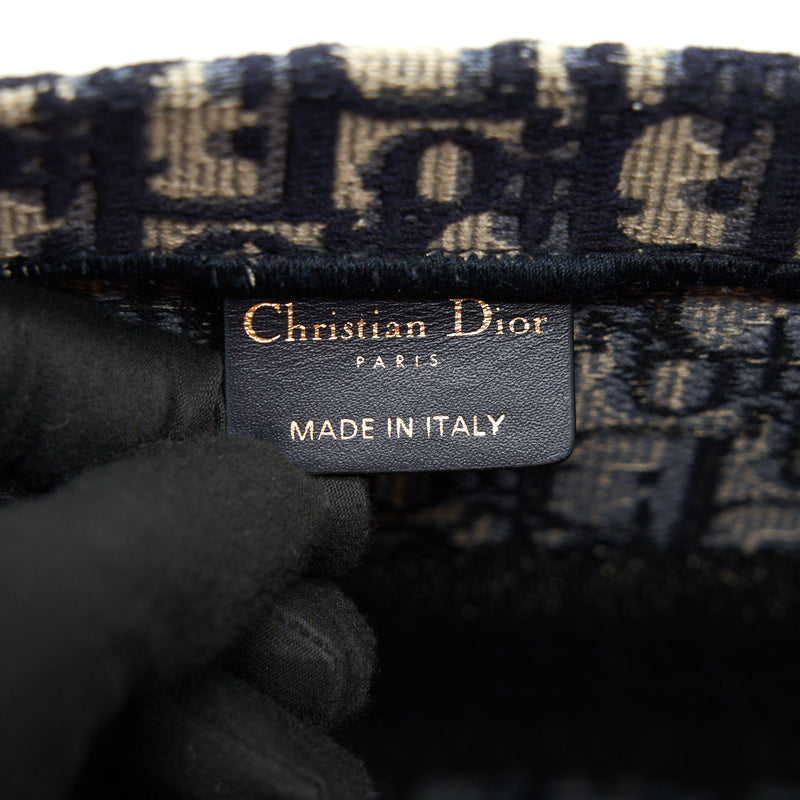 Dior Small Booktote Bag Blue Oblique Embroidery