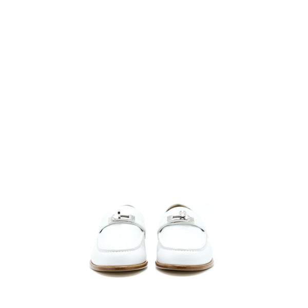Hermes Size 38 Destin Loafer Calfskin White SHW