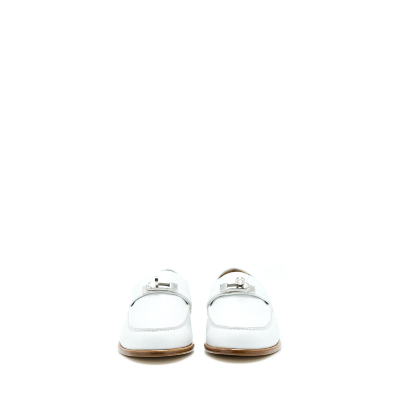 Hermes Size 38 Destin Loafer Calfskin White SHW