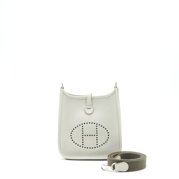 Hermes Mini Evelyne Gris Perle / Etain SHW Stamp Y