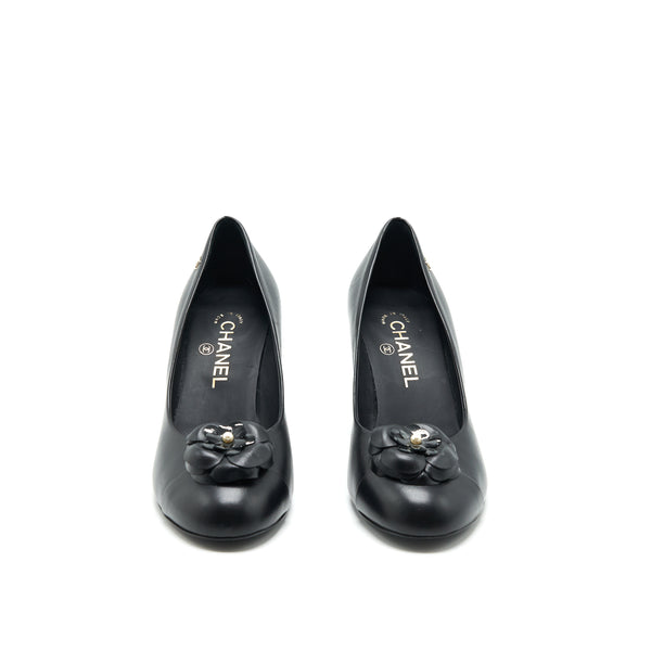 Chanel size 38.5C Camellia Heels Black