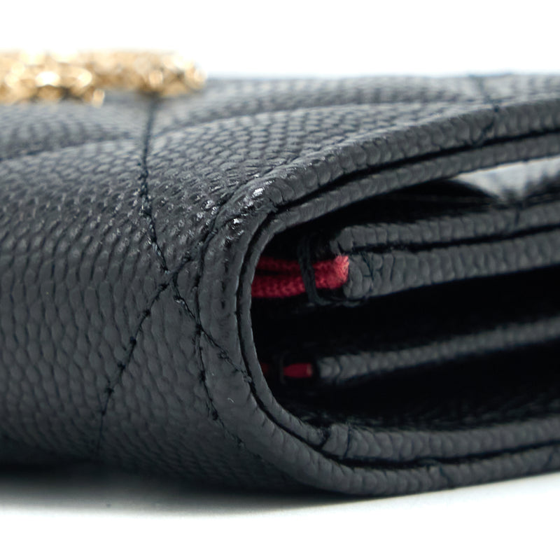 Chanel 23P Detail Logo Flap Card Holder Caviar Black LGHW (Microchip)
