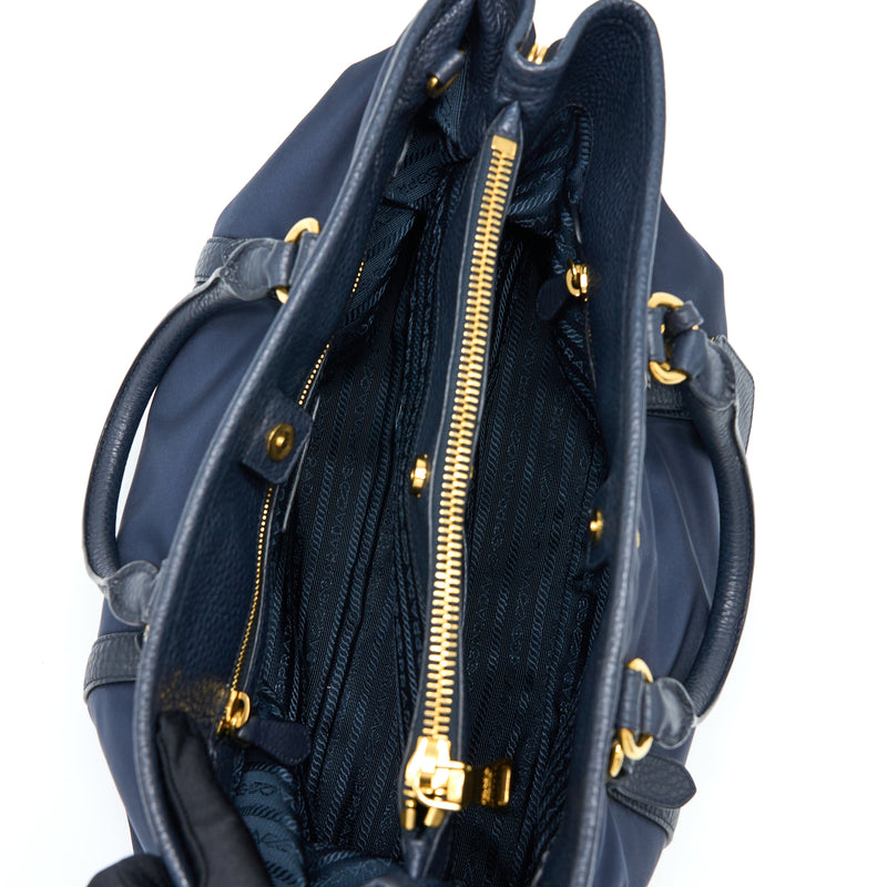 Prada Tessuto Tote Bag Nylon Dark Blue GHW