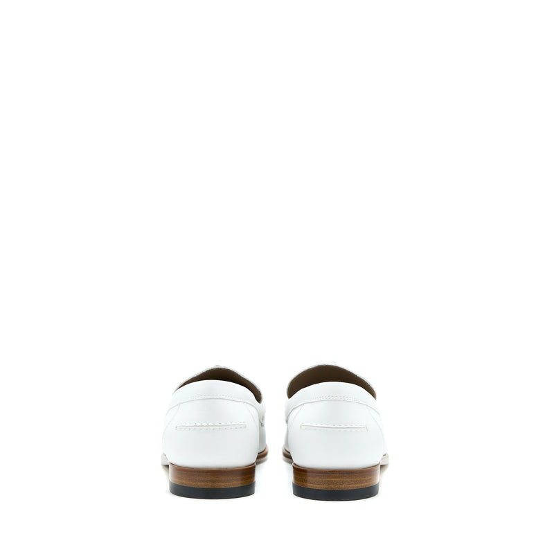 Hermes Size 38 Destin Loafer Calfskin White SHW