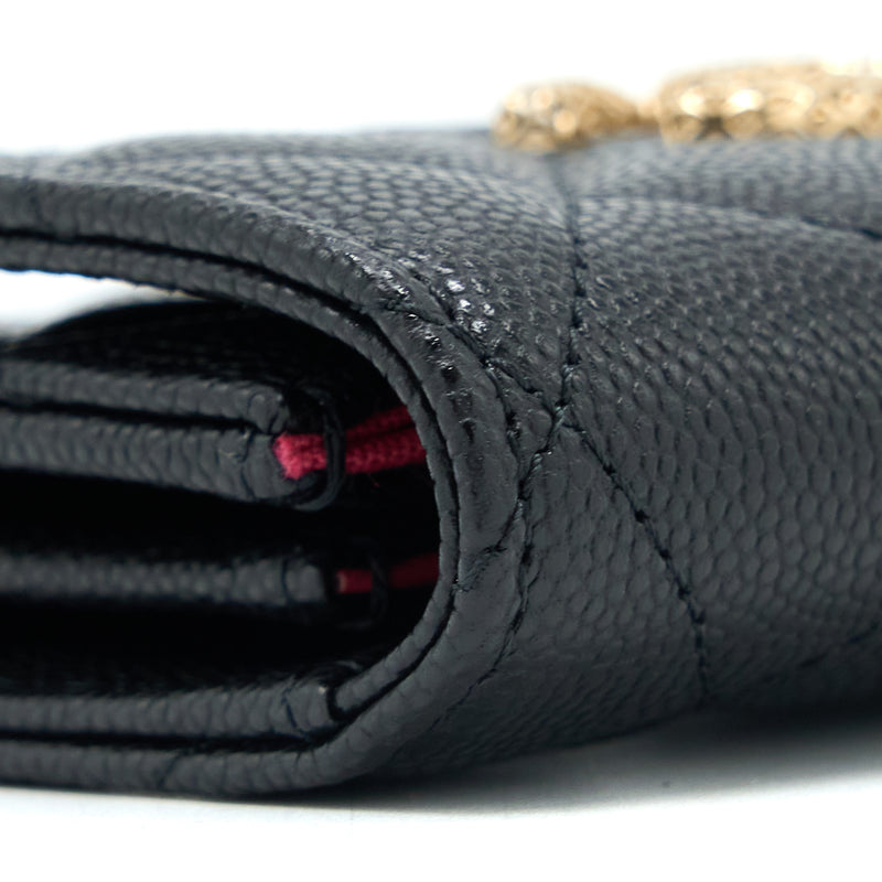 Chanel 23P Detail Logo Flap Card Holder Caviar Black LGHW (Microchip)