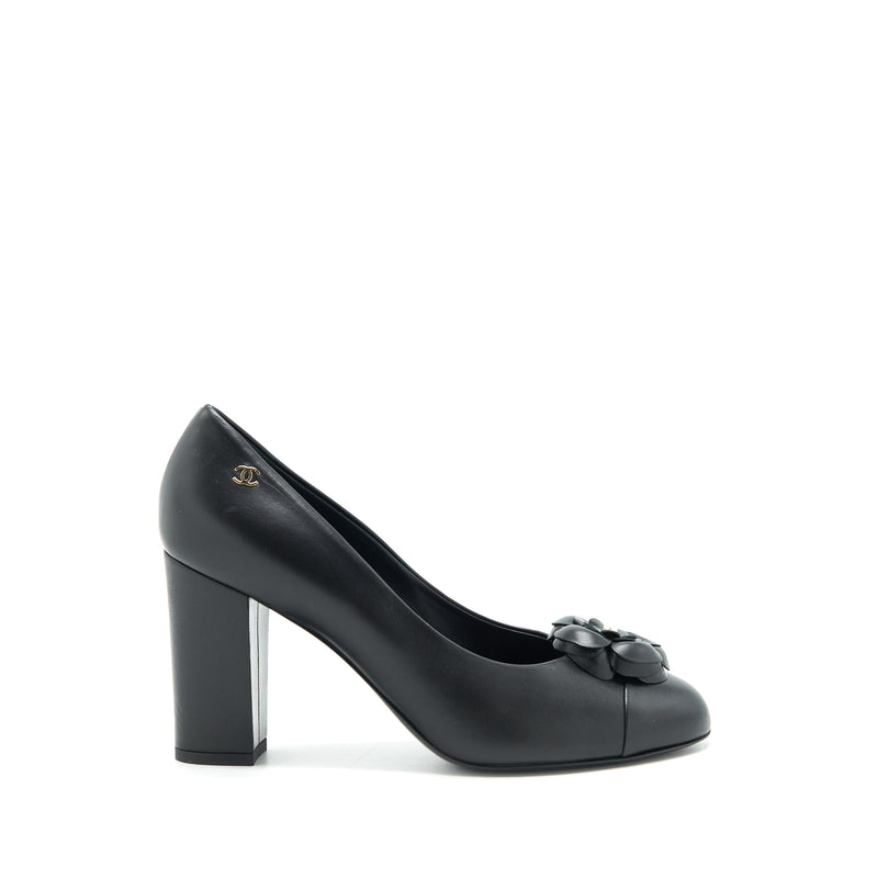 Chanel size 38.5C Camellia Heels Black