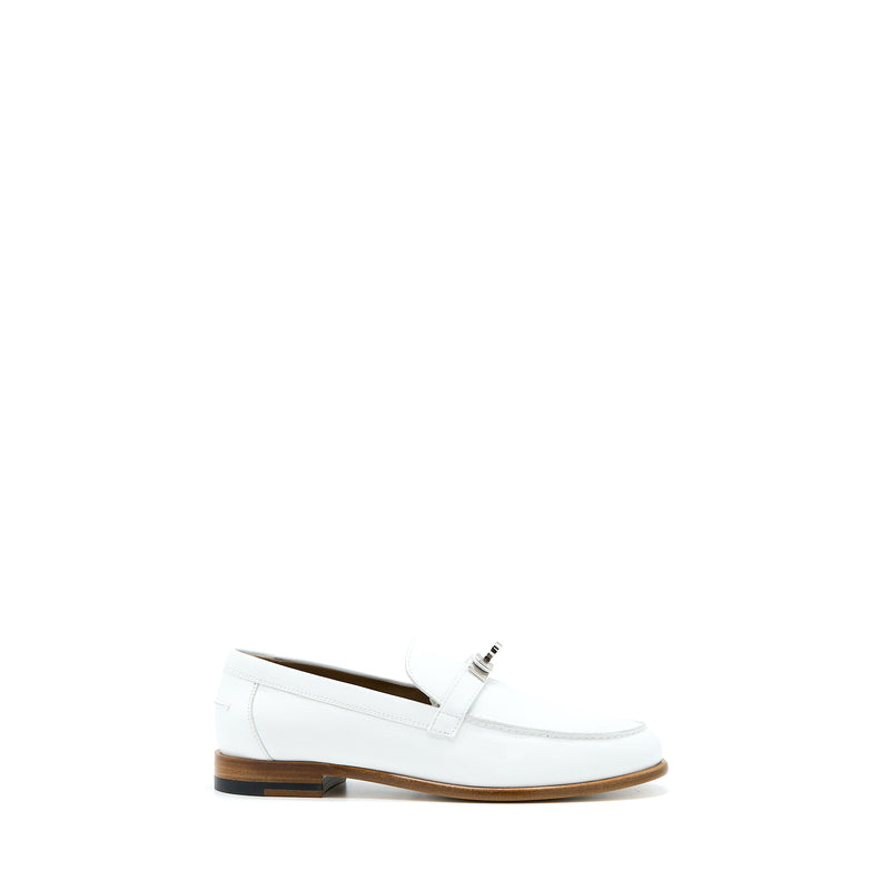 Hermes Size 38 Destin Loafer Calfskin White SHW