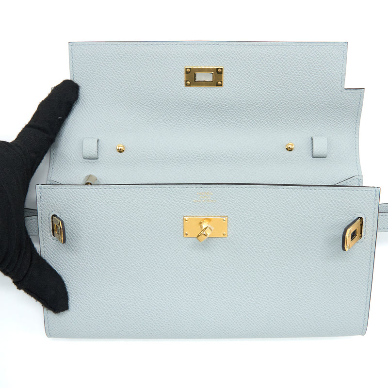 Hermes Kelly To Go Epsom Blue Glacier GHW Stamp U