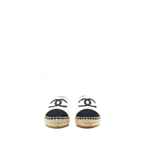 Chanel Size 37 Espadrilles Cotton/Tweed White/Black