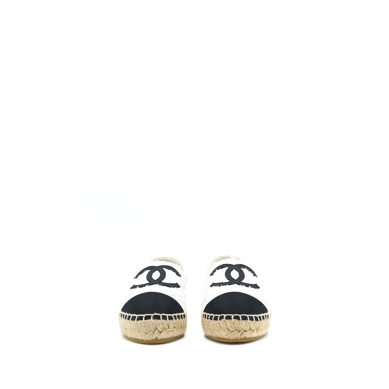 Chanel Size 37 Espadrilles Cotton/Tweed White/Black