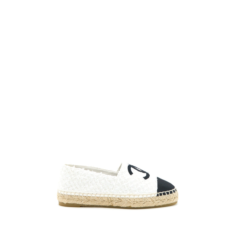 Chanel Size 37 Espadrilles Cotton/Tweed White/Black