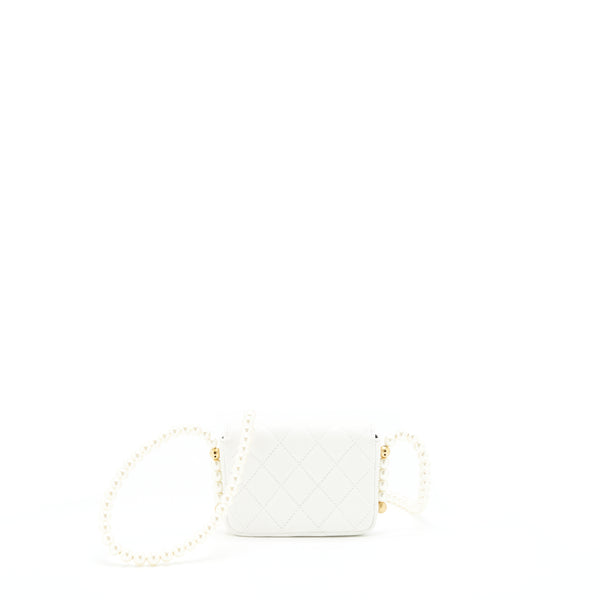 Chanel Pearl Crush Mini Crossbody Bag Lambskin White GHW