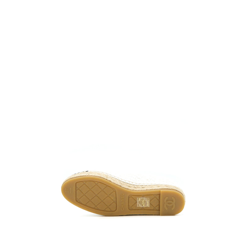 Chanel Size 37 Espadrilles Cotton/Tweed White/Black