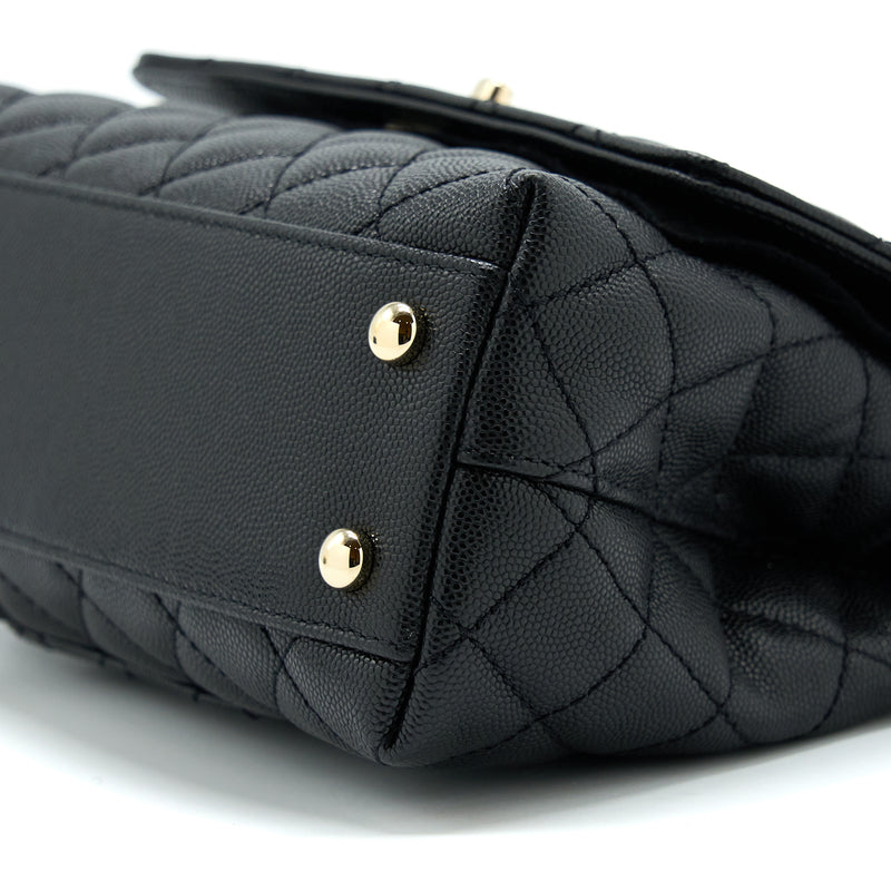 Chanel Small Coco Handle Caviar Black LGHW (Microchip)