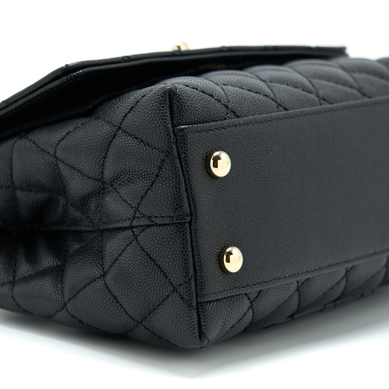 Chanel Small Coco Handle Caviar Black LGHW (Microchip)