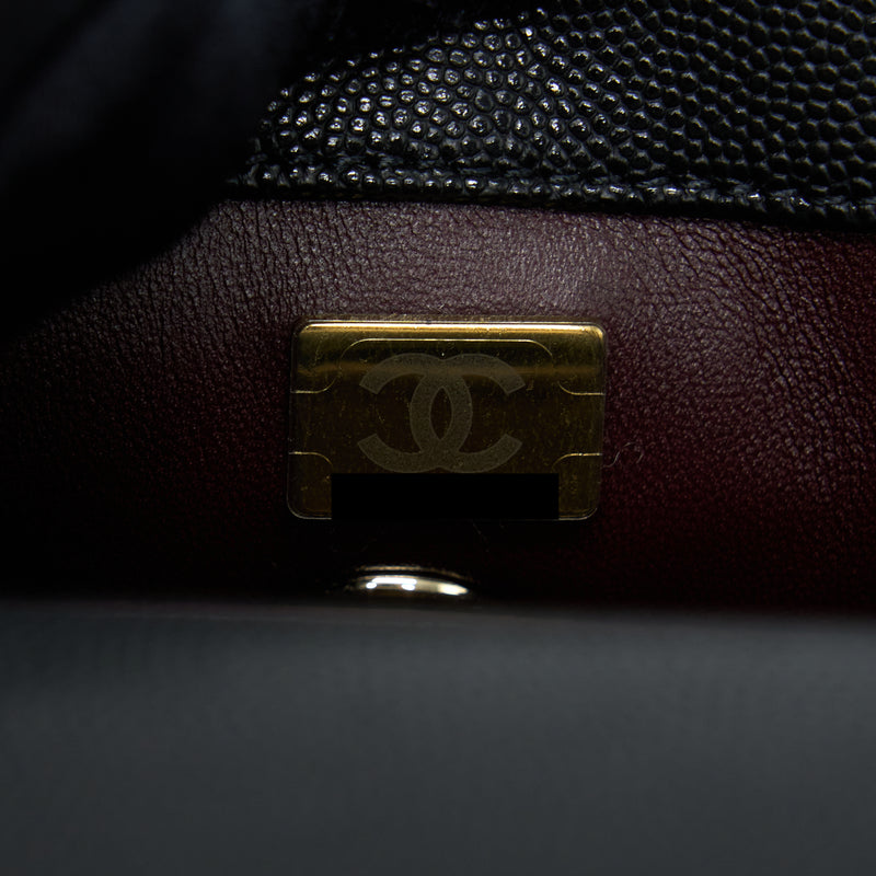 Chanel Small Coco Handle Caviar Black LGHW (Microchip)