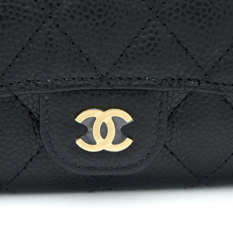 Chanel Classic Quilted Flap Card Holder Caviar Black GHW (Microchip)