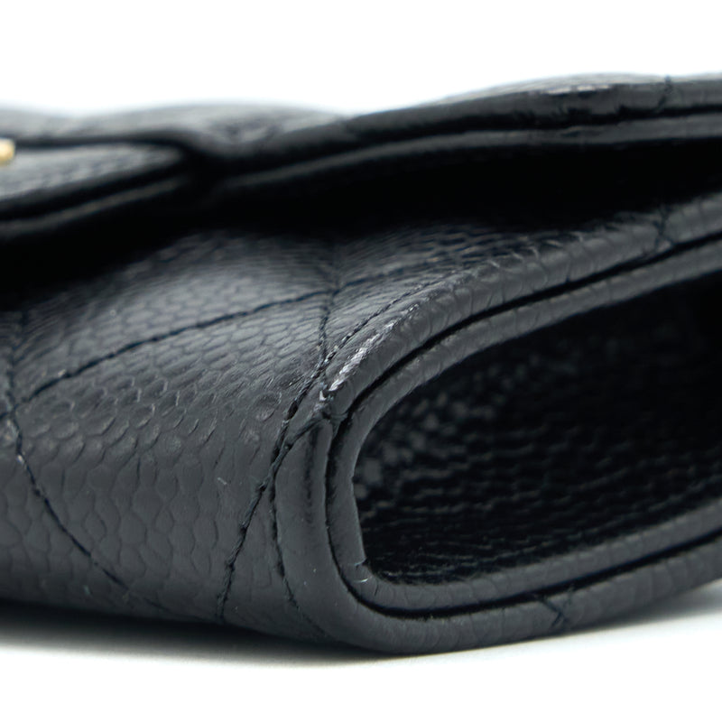 Chanel Classic Quilted Flap Card Holder Caviar Black GHW (Microchip)