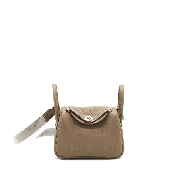 Hermes Mini Lindy Clemence Etoupe SHW Stamp Z