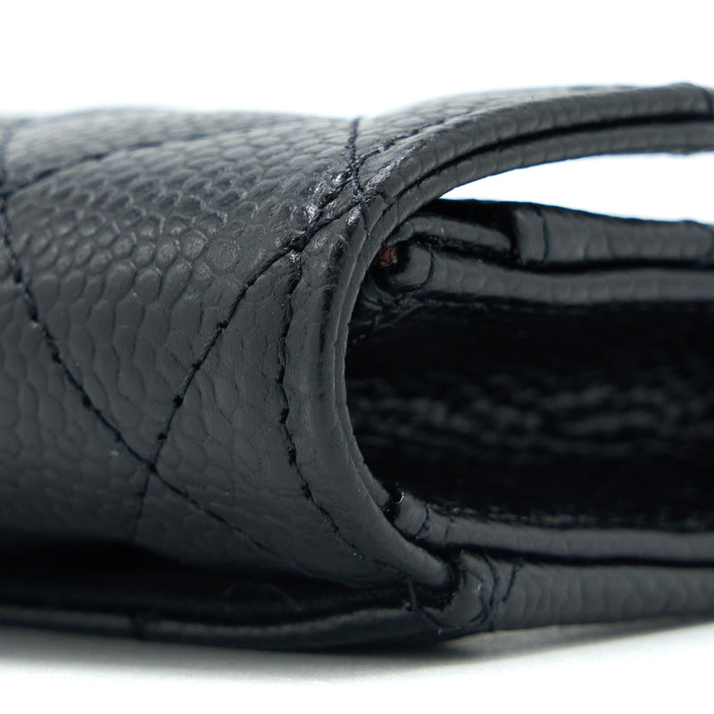 Chanel Classic Quilted Flap Card Holder Caviar Black GHW (Microchip)