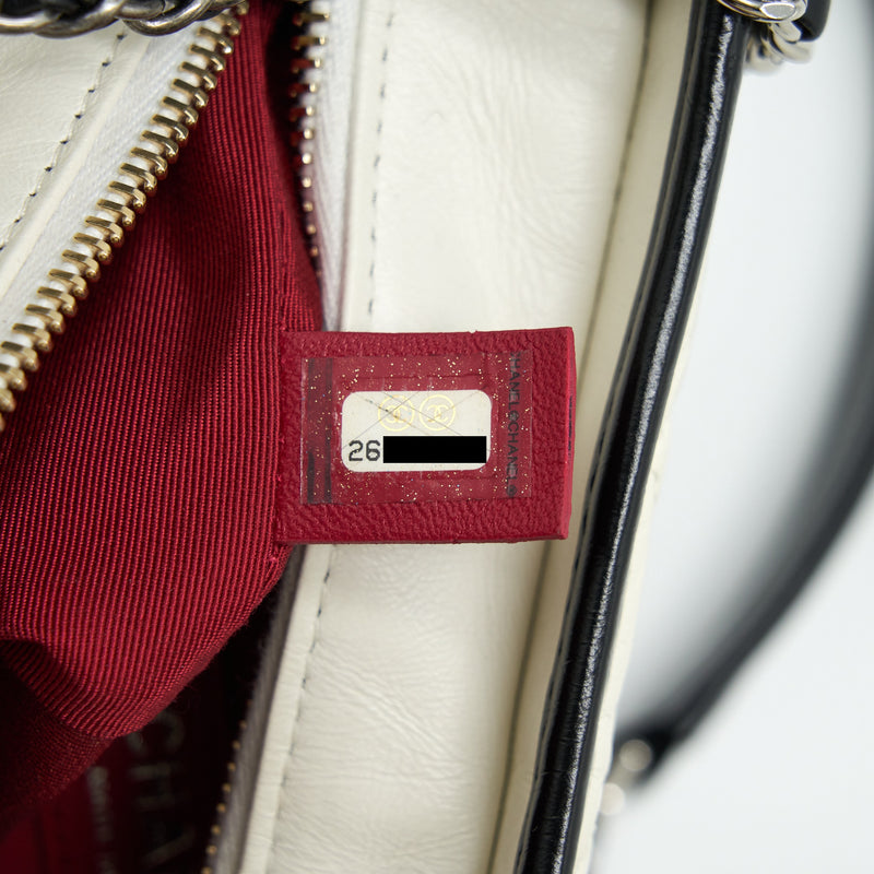 Chanel small Gabrielle hobo bag calfskin white/ black with multicolour hardware