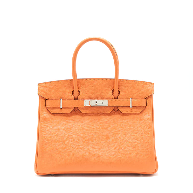 Hermes birkin 30 Epsom Orange SHW stamp square P