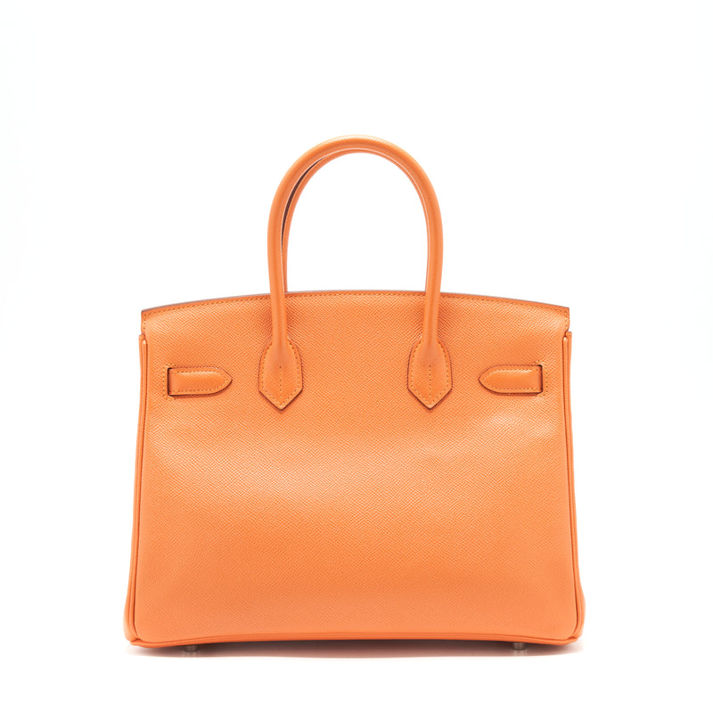 Hermes birkin 30 Epsom Orange SHW stamp square P