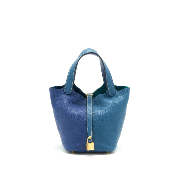 Hermes Picotin 18 Lock Bag Vert Bosphore/Deep Blue GHW Stamp Y