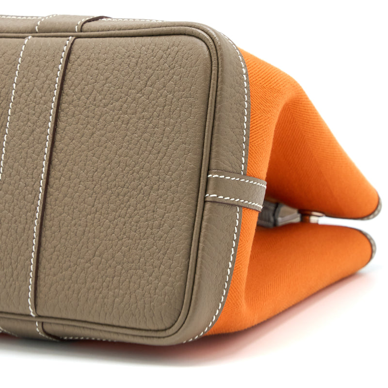 Hermes Garden Party 30 Canvas/Negonda Orange/Etoupe SHW Stamp Square Q