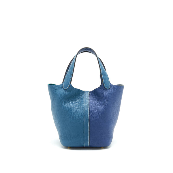 Hermes Picotin 18 Lock Bag Vert Bosphore/Deep Blue GHW Stamp Y