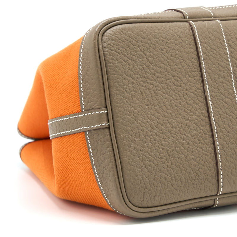 Hermes Garden Party 30 Canvas/Negonda Orange/Etoupe SHW Stamp Square Q
