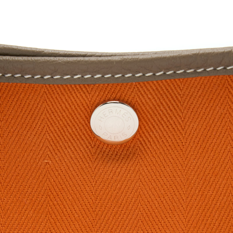 Hermes Garden Party 30 Canvas/Negonda Orange/Etoupe SHW Stamp Square Q