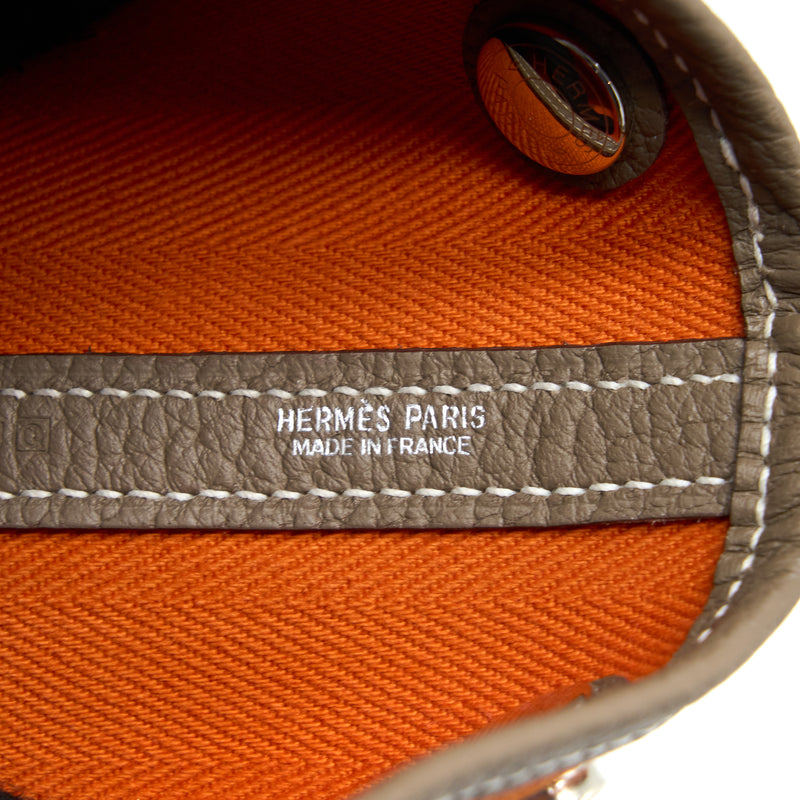 Hermes Garden Party 30 Canvas/Negonda Orange/Etoupe SHW Stamp Square Q