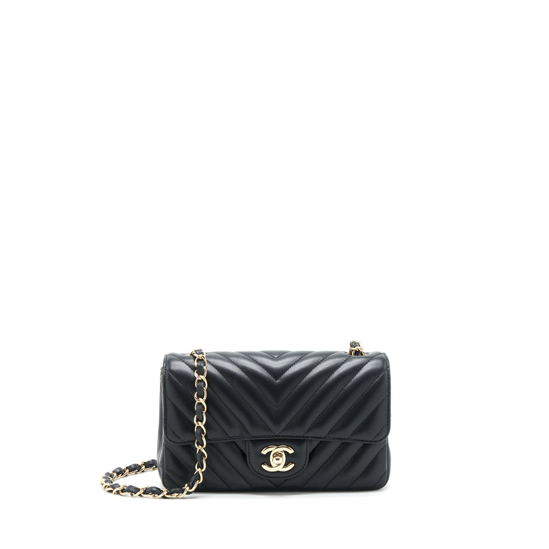 Chanel Chevron Mini Rectangular Flap Bag Black LGHW