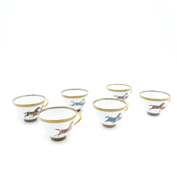 Hermes Coffret De 6 Tasses Soucoupes Cheval d'Orient Mug&Plate Set