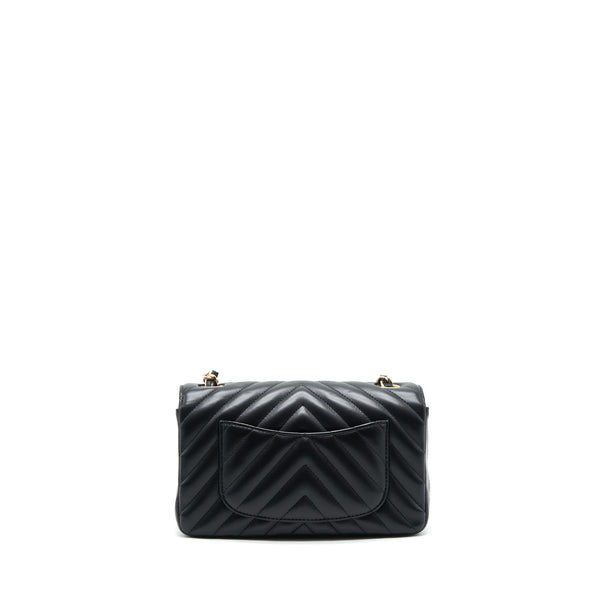 Chanel Chevron Mini Rectangular Flap Bag Black LGHW