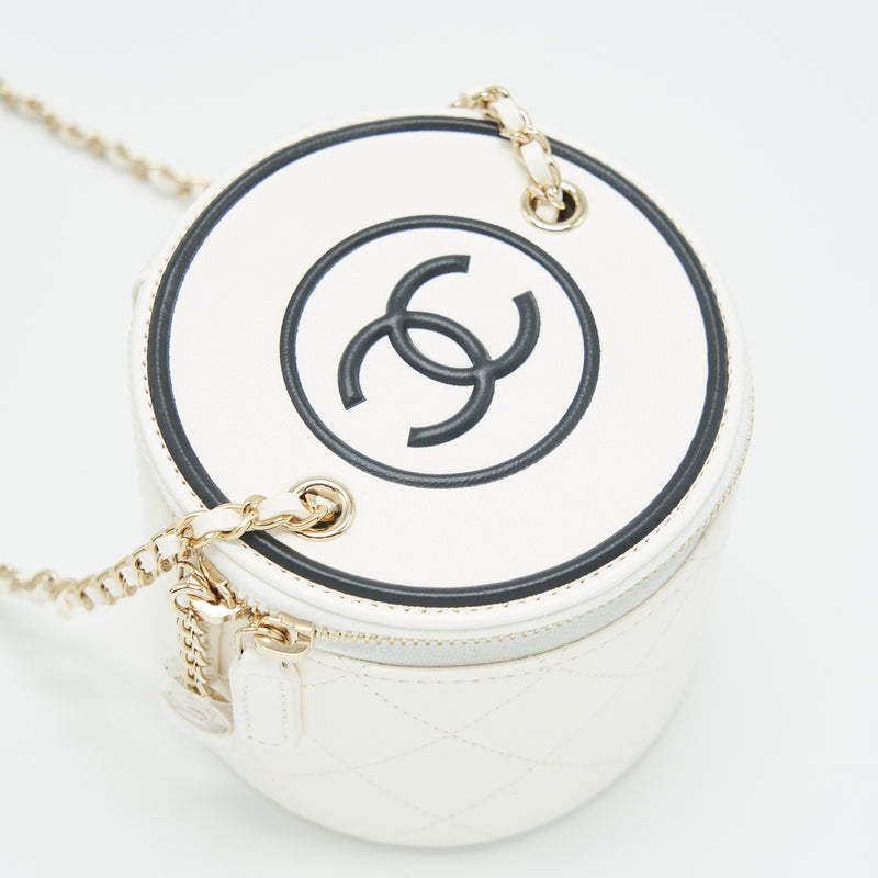 Chanel round vanity with chain white/ black with LGHW