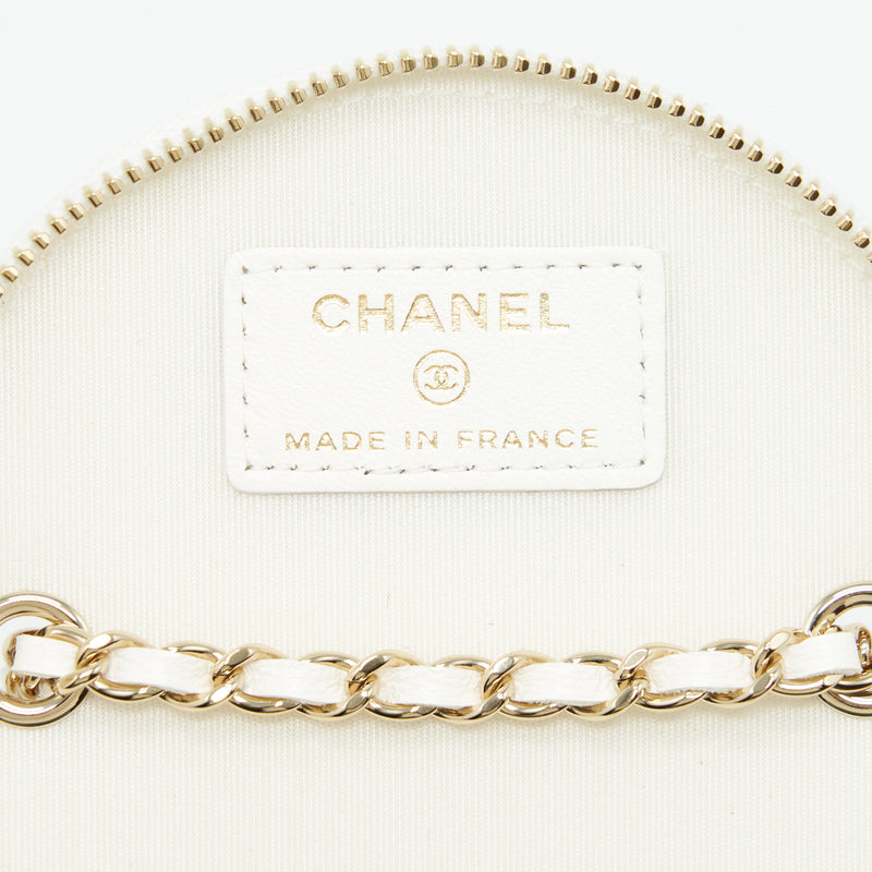 Chanel round vanity with chain white/ black with LGHW