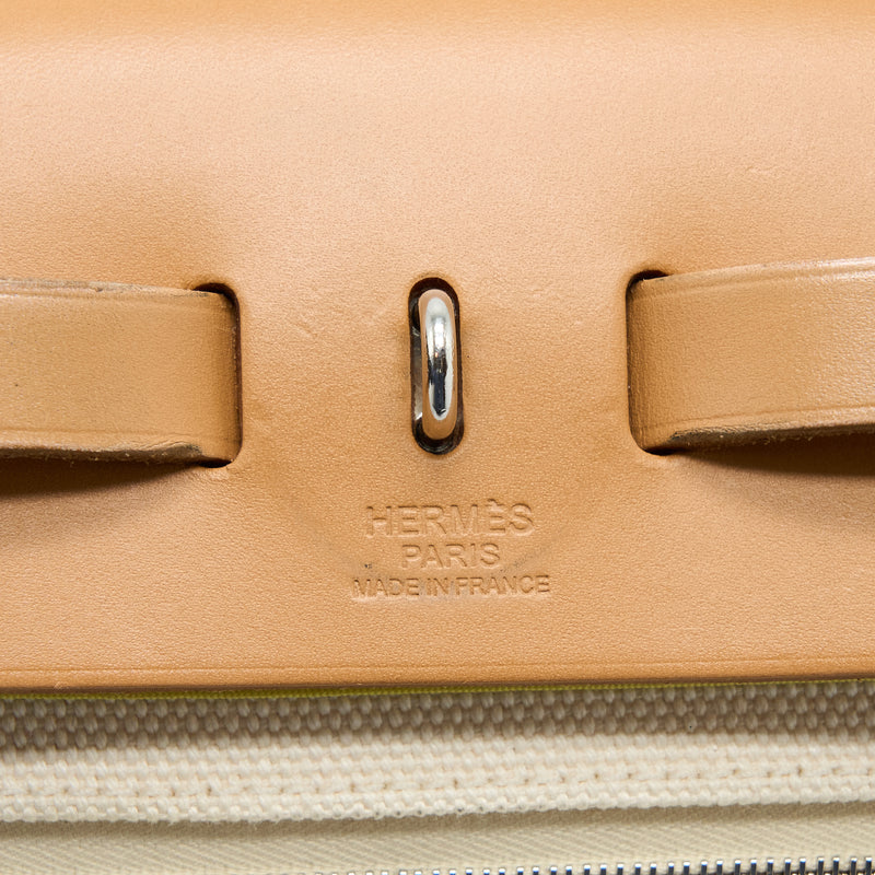 Hermes Herbag Zip 31 Bag Hunter/Canvas Multicolour SHW Stamp Square Q