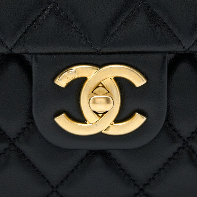 New 22K CHANEL Quilted Patent Leather Mini Flap Bag Gold COCO