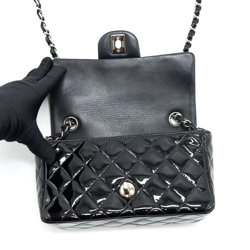 Chanel Mini Rectangular Flap bag Patent Leather Black SHW