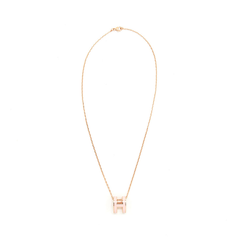 Hermes Mini Pop H Necklace In Orange Soie & Rose Gold – Found Fashion