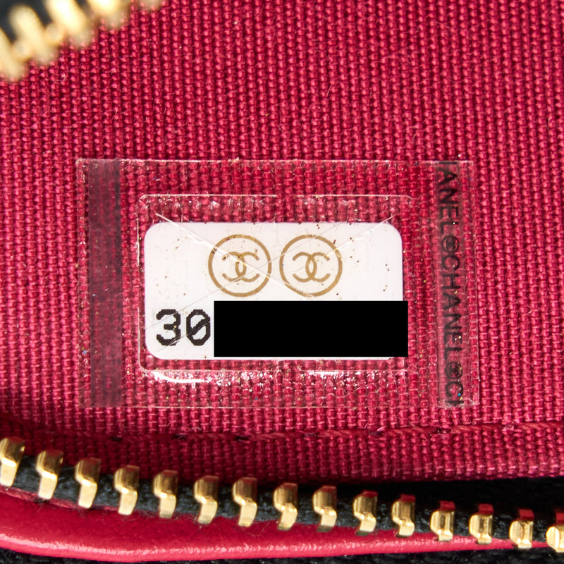 Chanel Double Zip Wallet On Chain Aged Calfskin Black Multicolour Hardware